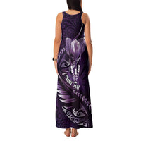 Personalised All Purple New Zealand Darts Family Matching Tank Maxi Dress and Hawaiian Shirt Aoteroa Fern Maori Galaxy Style