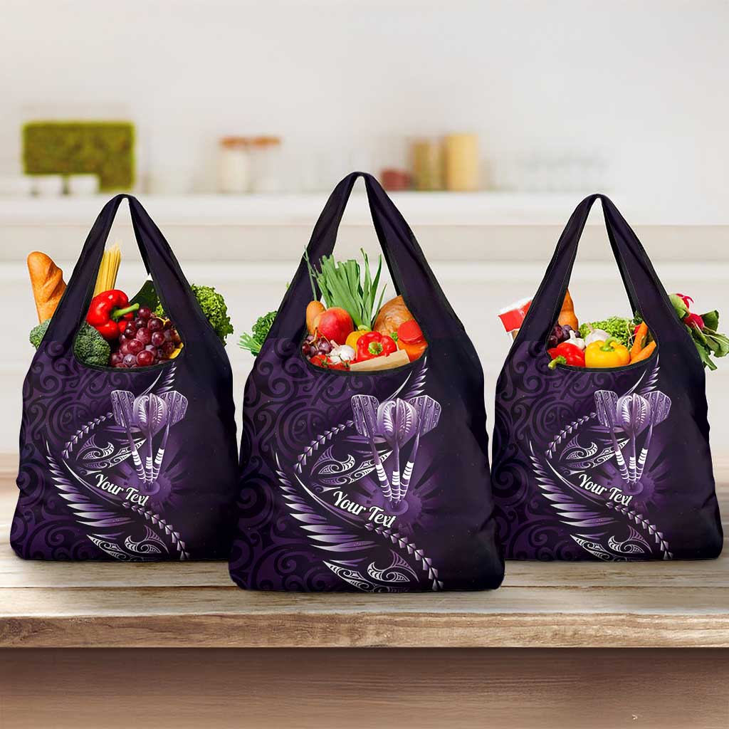 Personalised All Purple New Zealand Darts Grocery Bag Aoteroa Fern Maori Galaxy Style