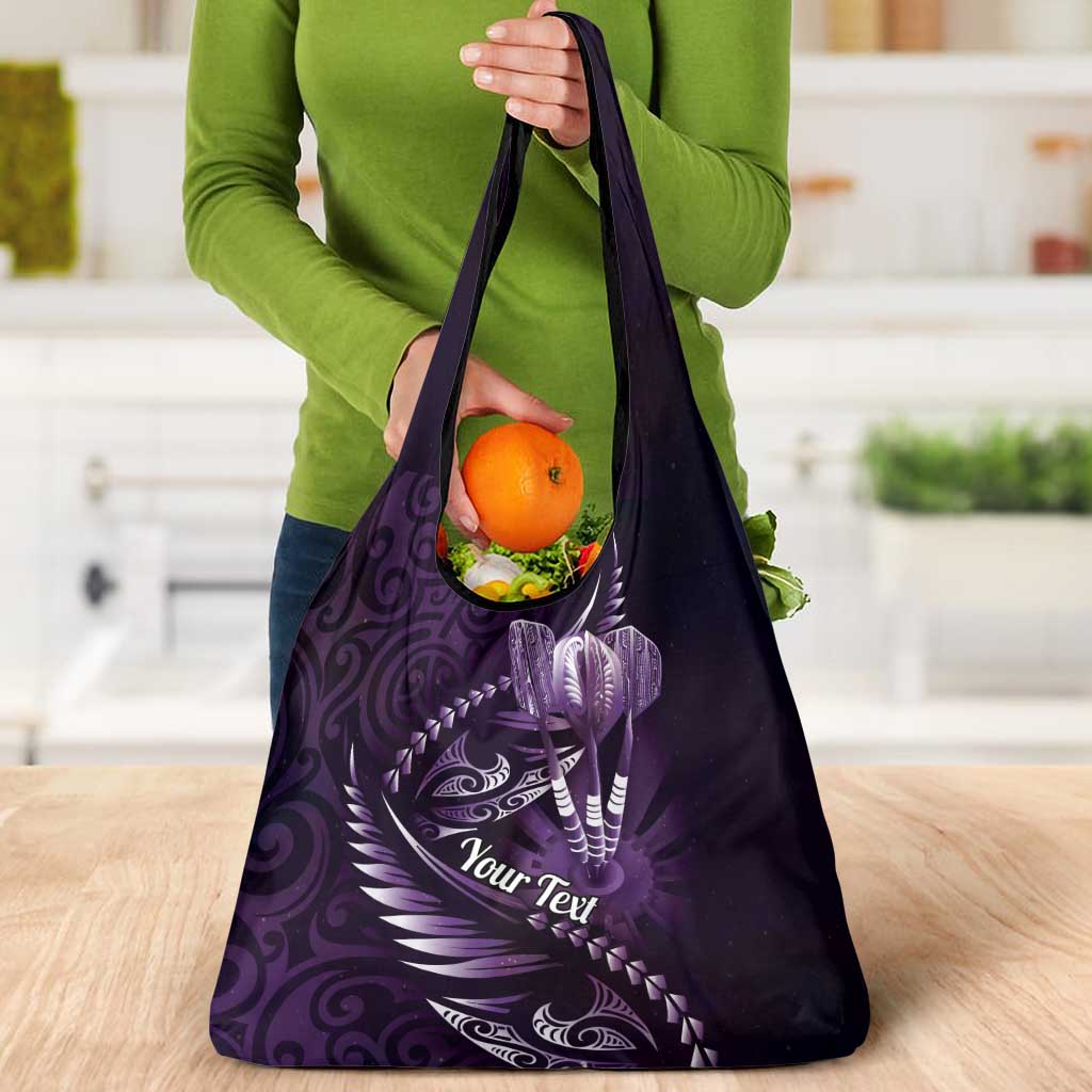 Personalised All Purple New Zealand Darts Grocery Bag Aoteroa Fern Maori Galaxy Style