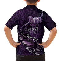 Personalised All Purple New Zealand Darts Hawaiian Shirt Aoteroa Fern Maori Galaxy Style