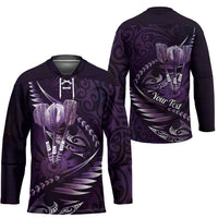 Personalised All Purple New Zealand Darts Hockey Jersey Aoteroa Fern Maori Galaxy Style LT14 - Polynesian Pride