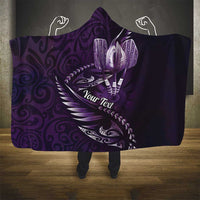 Personalised All Purple New Zealand Darts Hooded Blanket Aoteroa Fern Maori Galaxy Style