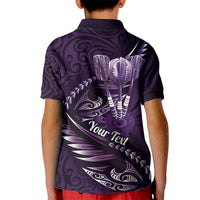 Personalised All Purple New Zealand Darts Kid Polo Shirt Aoteroa Fern Maori Galaxy Style