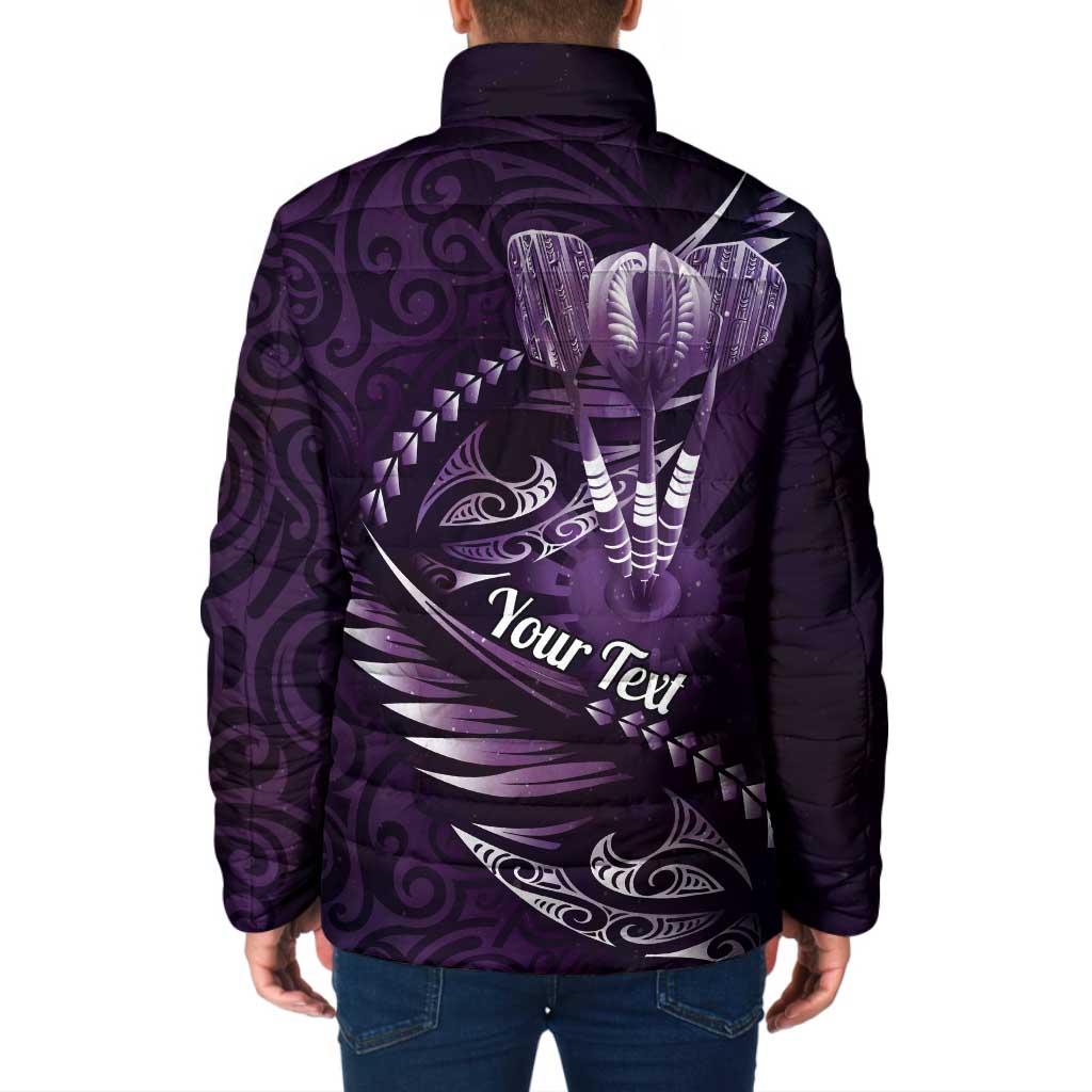 Personalised All Purple New Zealand Darts Padded Jacket Aoteroa Fern Maori Galaxy Style - Polynesian Pride