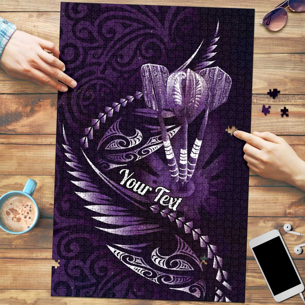 Personalised All Purple New Zealand Darts Puzzle Aoteroa Fern Maori Galaxy Style - Polynesian Pride