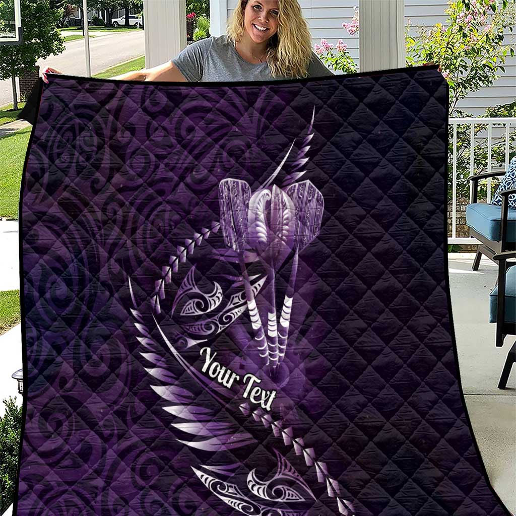 Personalised All Purple New Zealand Darts Quilt Aoteroa Fern Maori Galaxy Style
