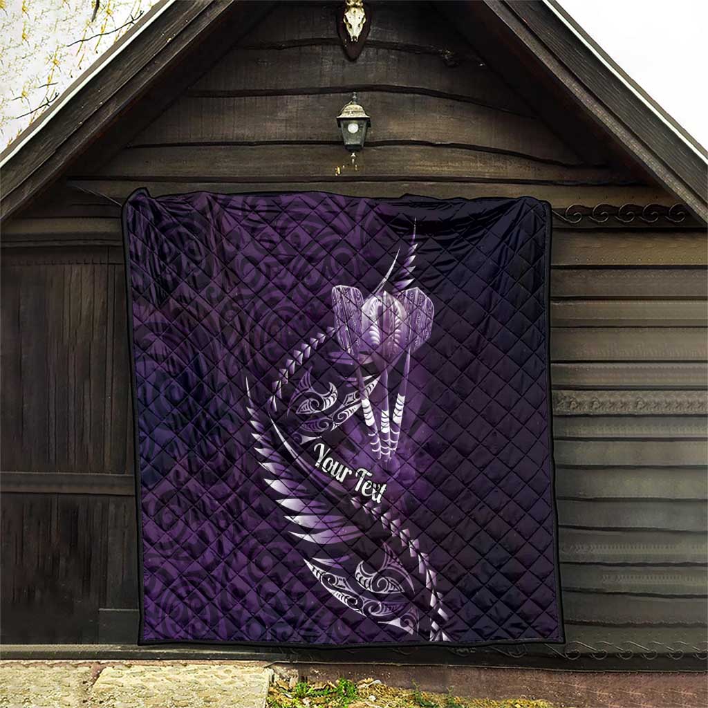 Personalised All Purple New Zealand Darts Quilt Aoteroa Fern Maori Galaxy Style LT14 - Polynesian Pride