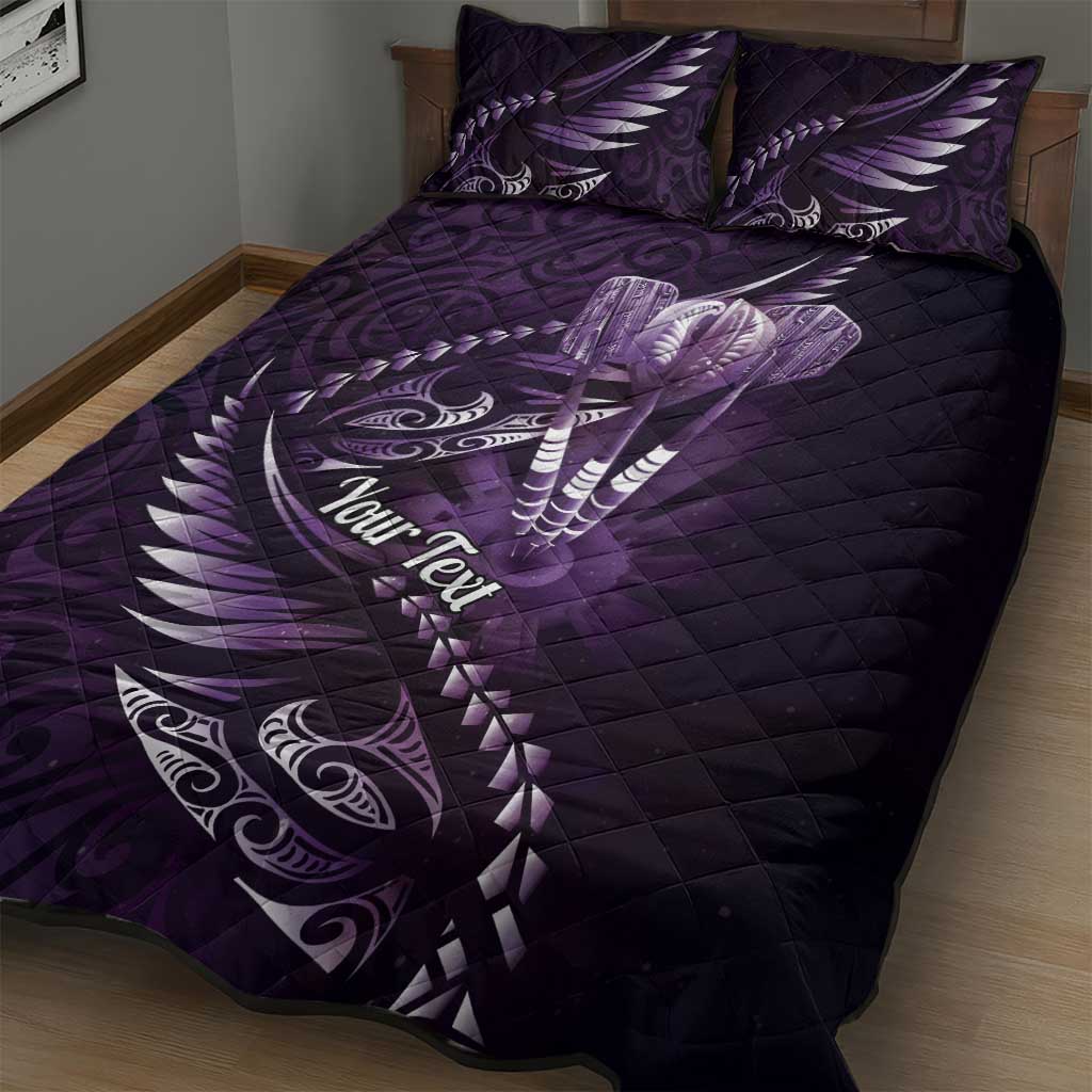 Personalised All Purple New Zealand Darts Quilt Bed Set Aoteroa Fern Maori Galaxy Style
