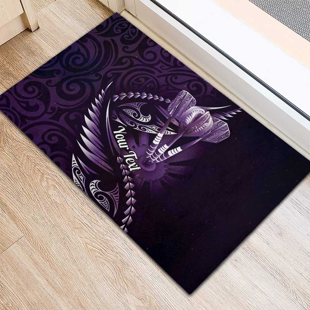 Personalised All Purple New Zealand Darts Rubber Doormat Aoteroa Fern Maori Galaxy Style LT14 - Polynesian Pride
