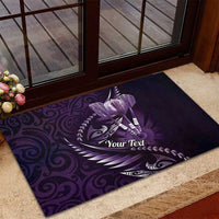 Personalised All Purple New Zealand Darts Rubber Doormat Aoteroa Fern Maori Galaxy Style LT14 - Polynesian Pride