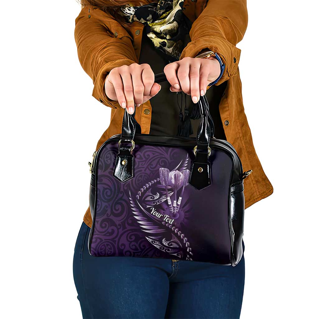 Personalised All Purple New Zealand Darts Shoulder Handbag Aoteroa Fern Maori Galaxy Style