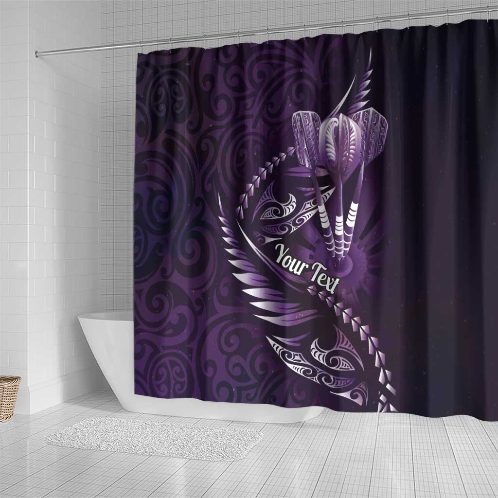 Personalised All Purple New Zealand Darts Shower Curtain Aoteroa Fern Maori Galaxy Style