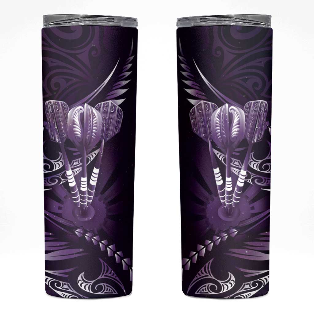 All Purple New Zealand Darts Skinny Tumbler Aoteroa Fern Maori Galaxy Style
