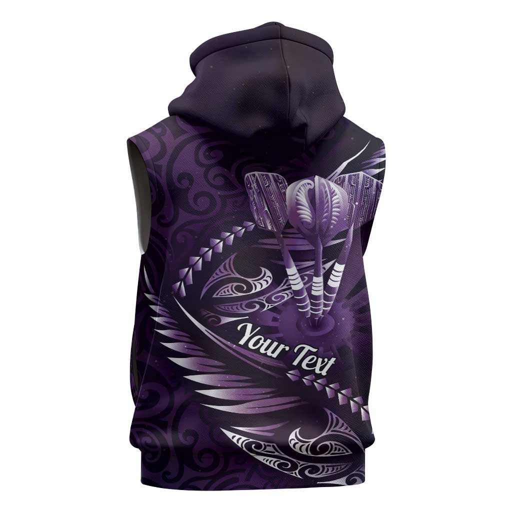 Personalised All Purple New Zealand Darts Sleeveless Zip Hoodie Aoteroa Fern Maori Galaxy Style LT14 - Polynesian Pride
