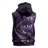 Personalised All Purple New Zealand Darts Sleeveless Zip Hoodie Aoteroa Fern Maori Galaxy Style LT14 - Polynesian Pride