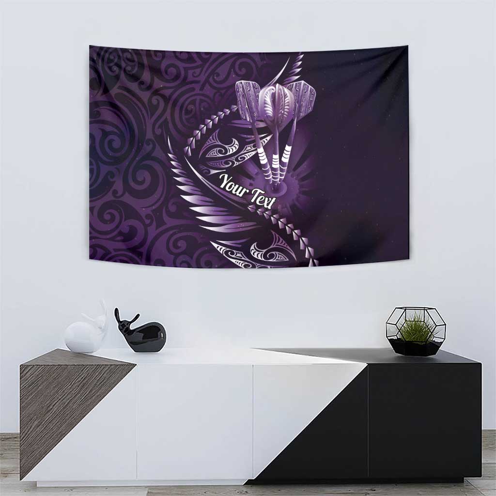 Personalised All Purple New Zealand Darts Tapestry Aoteroa Fern Maori Galaxy Style