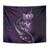 Personalised All Purple New Zealand Darts Tapestry Aoteroa Fern Maori Galaxy Style