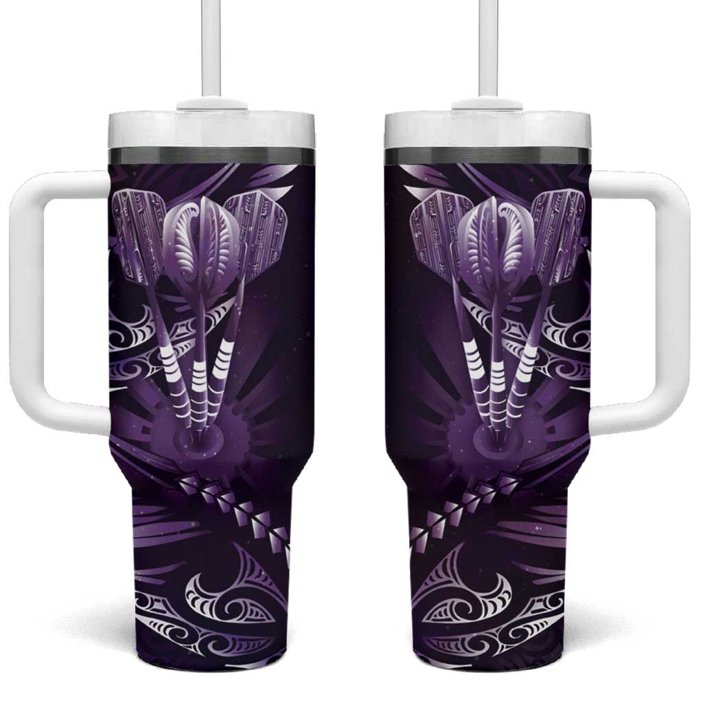 All Purple New Zealand Darts Tumbler With Handle Aoteroa Fern Maori Galaxy Style
