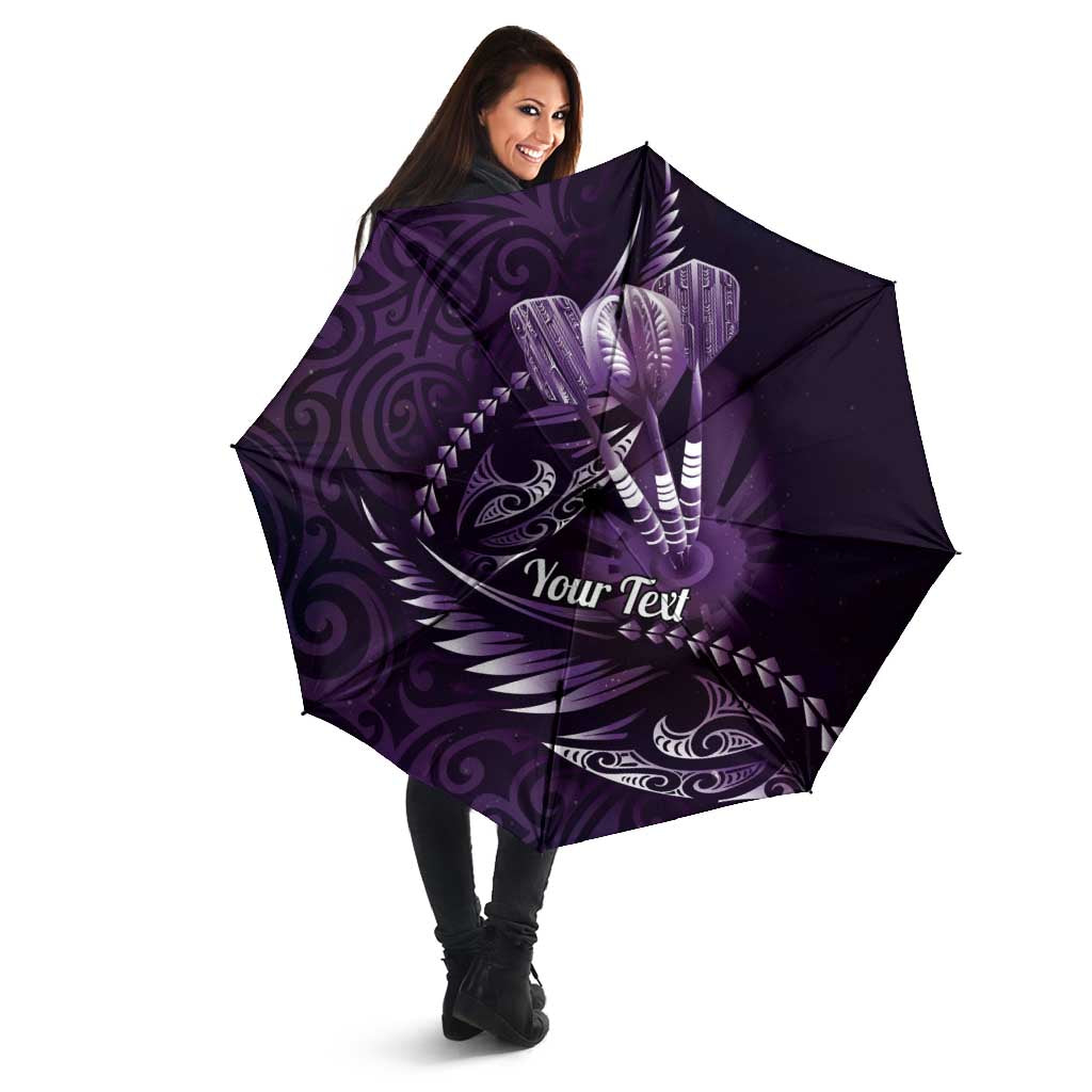 Personalised All Purple New Zealand Darts Umbrella Aoteroa Fern Maori Galaxy Style - Polynesian Pride