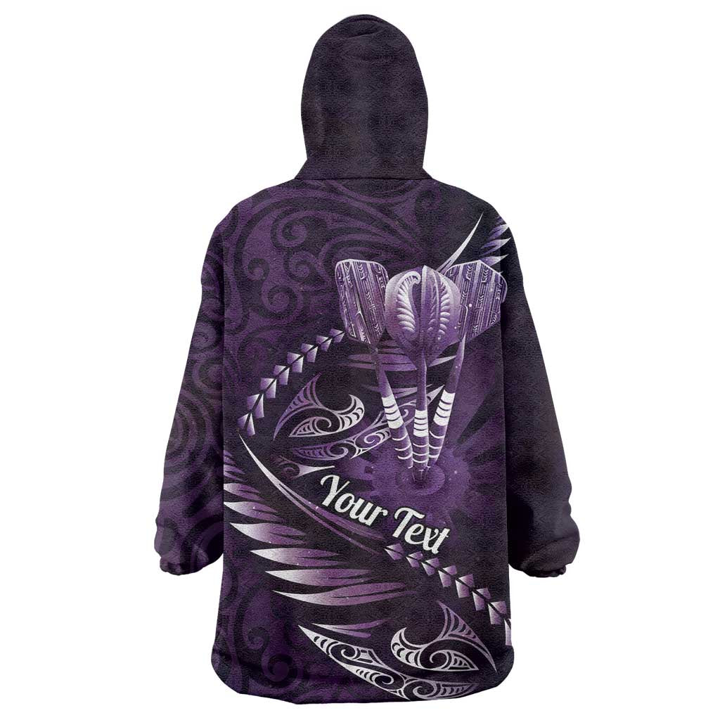 Personalised All Purple New Zealand Darts Wearable Blanket Hoodie Aoteroa Fern Maori Galaxy Style