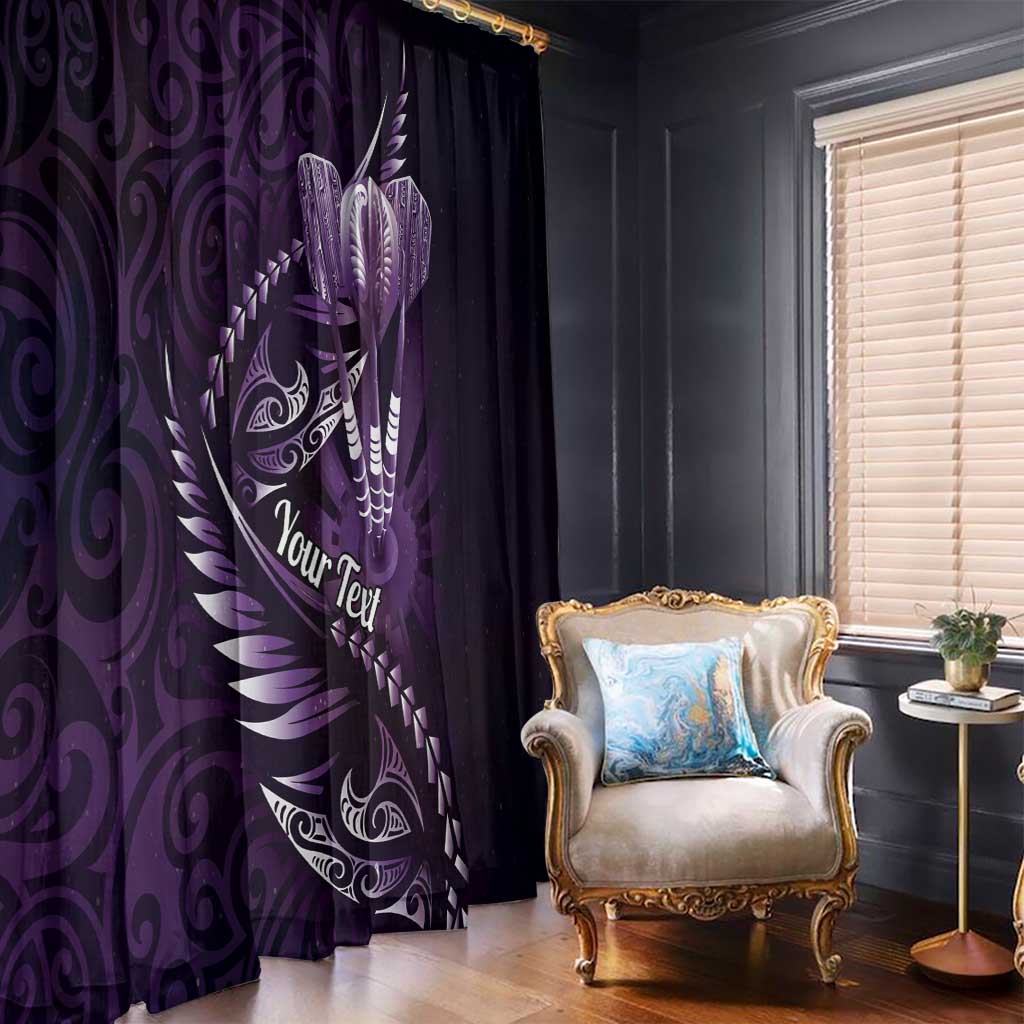 Personalised All Purple New Zealand Darts Window Curtain Aoteroa Fern Maori Galaxy Style LT14 - Polynesian Pride