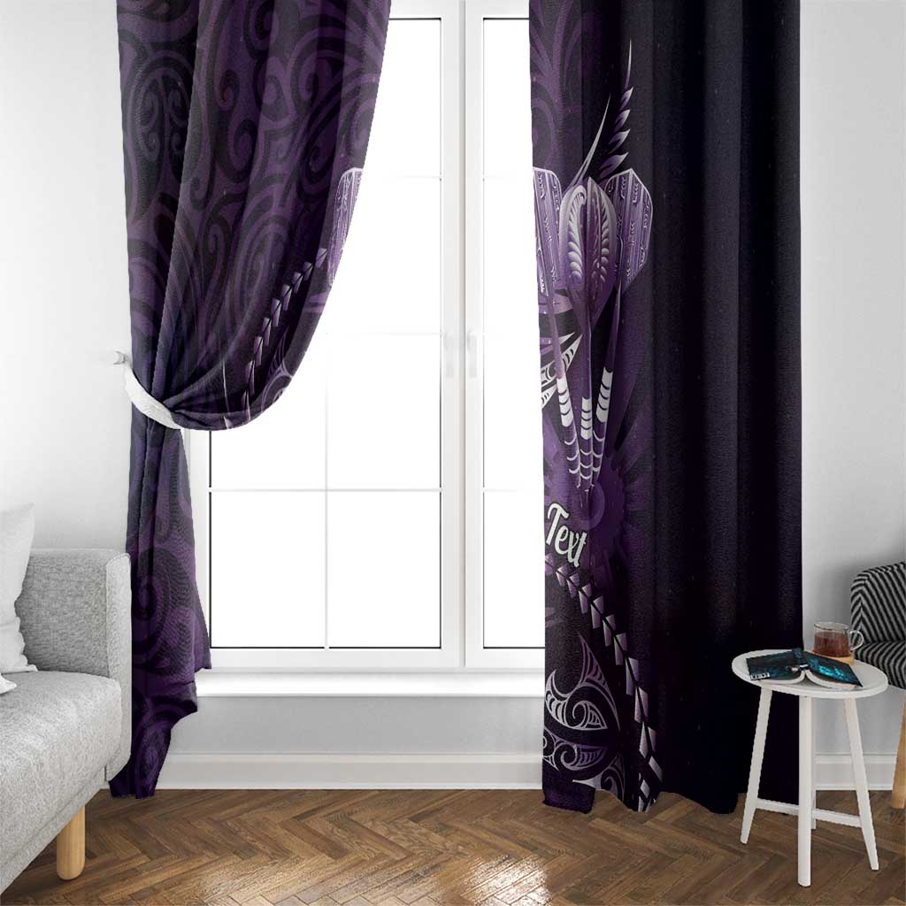 Personalised All Purple New Zealand Darts Window Curtain Aoteroa Fern Maori Galaxy Style LT14 - Polynesian Pride