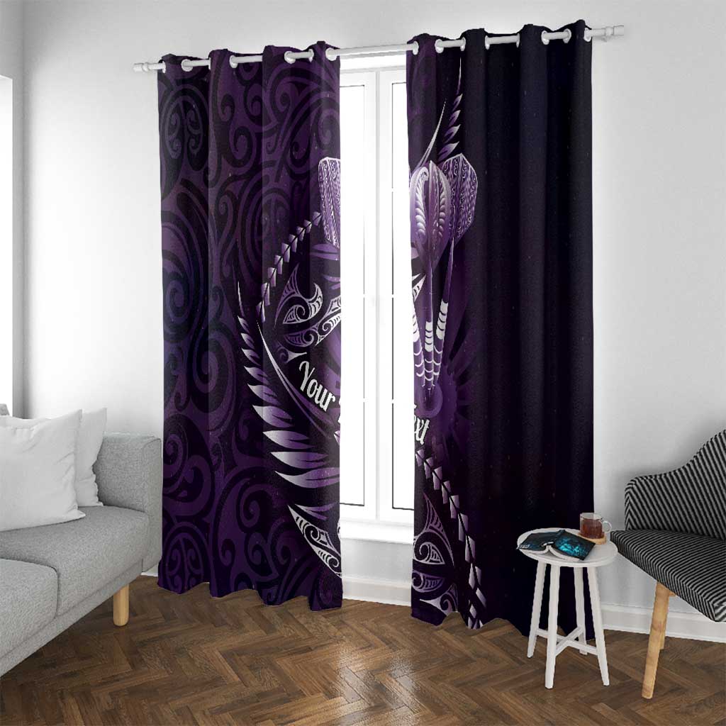 Personalised All Purple New Zealand Darts Window Curtain Aoteroa Fern Maori Galaxy Style LT14 With Grommets Purple - Polynesian Pride