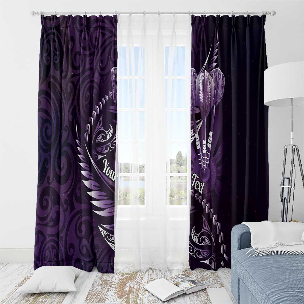 Personalised All Purple New Zealand Darts Window Curtain Aoteroa Fern Maori Galaxy Style LT14 - Polynesian Pride