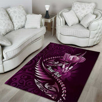 Personalised All Pink New Zealand Darts Area Rug Aoteroa Fern Maori Galaxy Style
