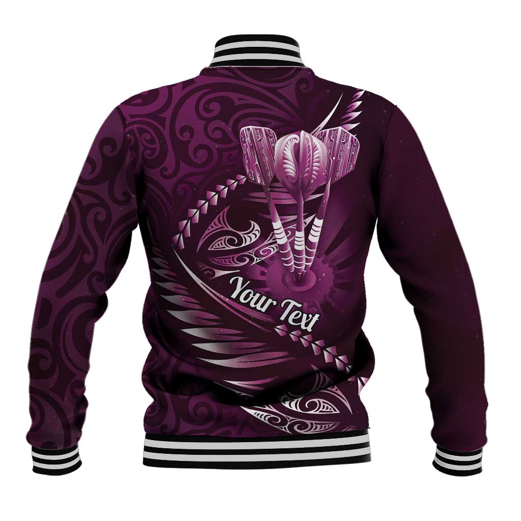 Personalised All Pink New Zealand Darts Baseball Jacket Aoteroa Fern Maori Galaxy Style