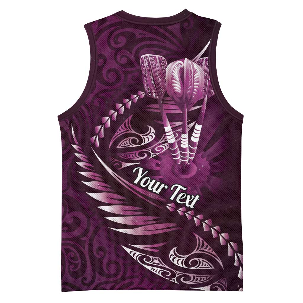 Personalised All Pink New Zealand Darts Basketball Jersey Aoteroa Fern Maori Galaxy Style - Polynesian Pride