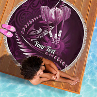 Personalised All Pink New Zealand Darts Beach Blanket Aoteroa Fern Maori Galaxy Style
