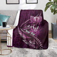 Personalised All Pink New Zealand Darts Blanket Aoteroa Fern Maori Galaxy Style