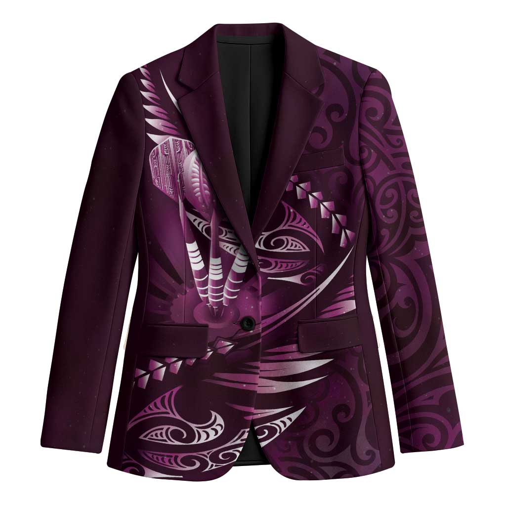 Personalised All Pink New Zealand Darts Blazer Aoteroa Fern Maori Galaxy Style LT14 Unisex Pink - Polynesian Pride