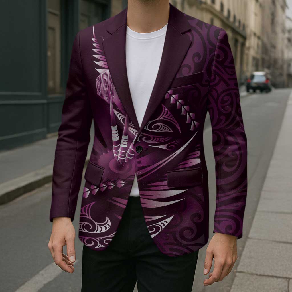 Personalised All Pink New Zealand Darts Blazer Aoteroa Fern Maori Galaxy Style LT14 - Polynesian Pride