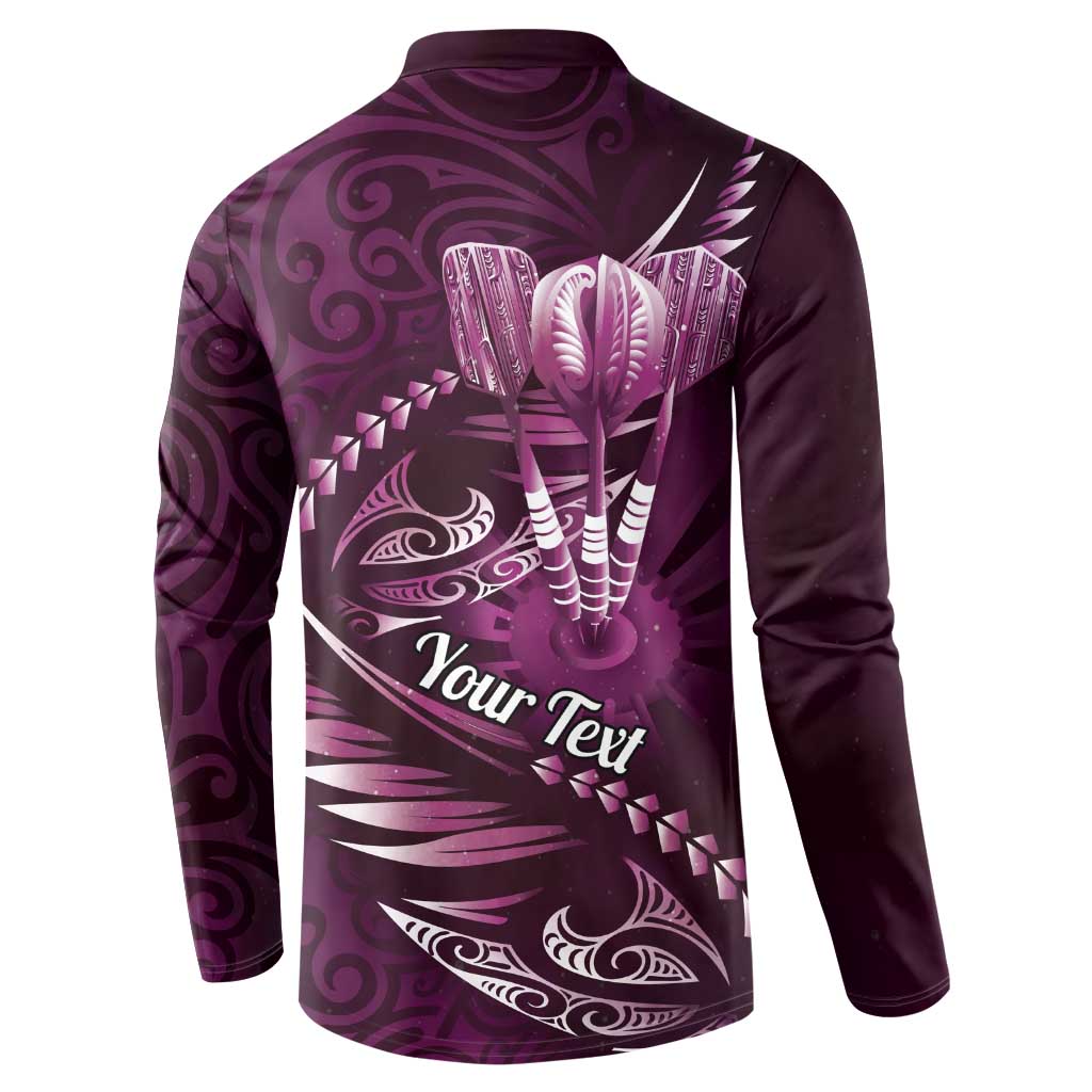 Personalised All Pink New Zealand Darts Button Sweatshirt Aoteroa Fern Maori Galaxy Style