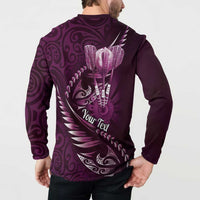 Personalised All Pink New Zealand Darts Button Sweatshirt Aoteroa Fern Maori Galaxy Style