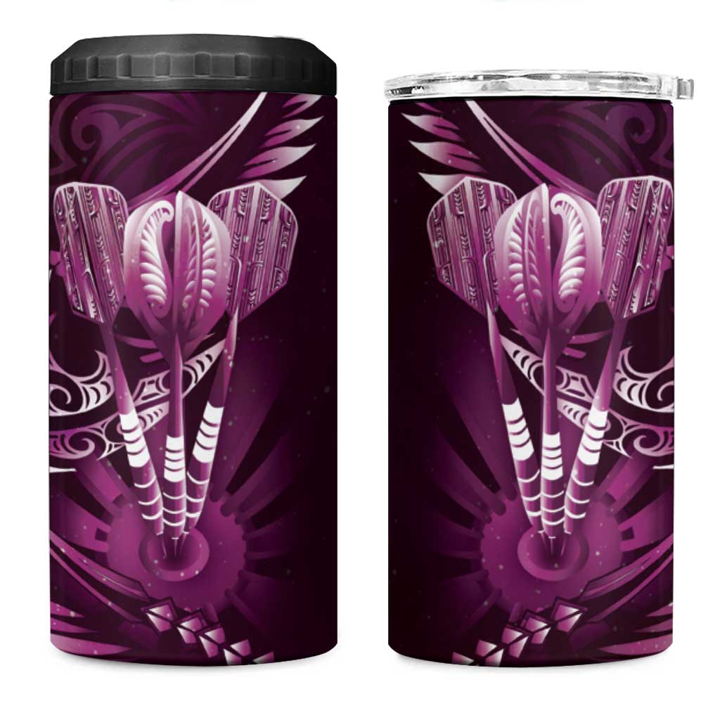 All Pink New Zealand Darts 4 in 1 Can Cooler Tumbler Aoteroa Fern Maori Galaxy Style