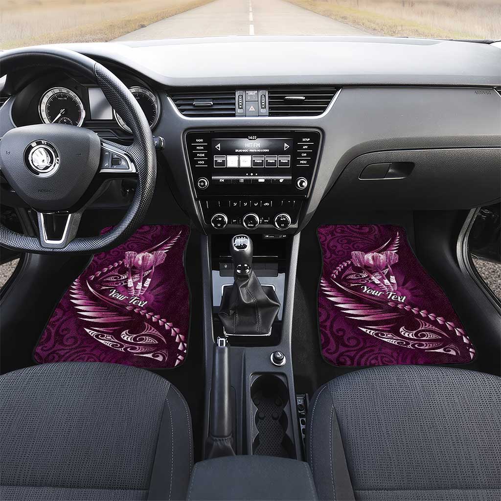 Personalised All Pink New Zealand Darts Car Mats Aoteroa Fern Maori Galaxy Style LT14 Set 2pcs - Front Pink - Polynesian Pride