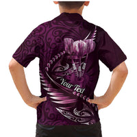 Personalised All Pink New Zealand Darts Family Matching Mermaid Dress and Hawaiian Shirt Aoteroa Fern Maori Galaxy Style
