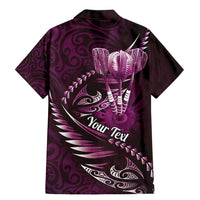Personalised All Pink New Zealand Darts Family Matching Mermaid Dress and Hawaiian Shirt Aoteroa Fern Maori Galaxy Style