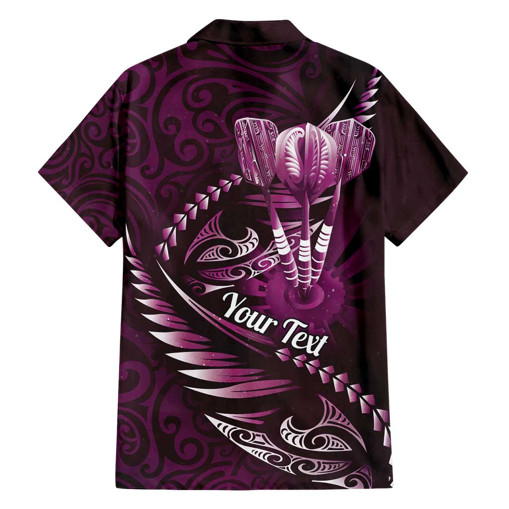 Personalised All Pink New Zealand Darts Family Matching Puletasi and Hawaiian Shirt Aoteroa Fern Maori Galaxy Style
