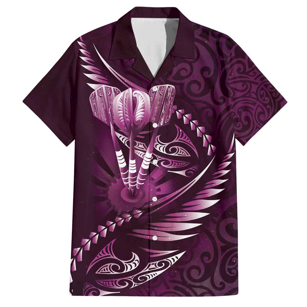 Personalised All Pink New Zealand Darts Family Matching Summer Maxi Dress and Hawaiian Shirt Aoteroa Fern Maori Galaxy Style