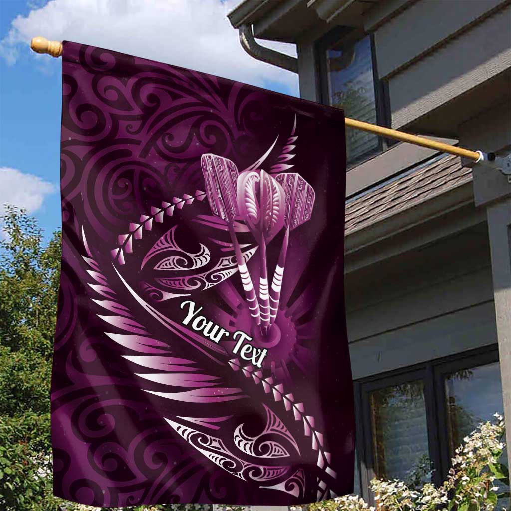 Personalised All Pink New Zealand Darts Garden Flag Aoteroa Fern Maori Galaxy Style