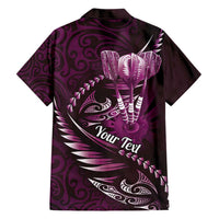 Personalised All Pink New Zealand Darts Hawaiian Shirt Aoteroa Fern Maori Galaxy Style