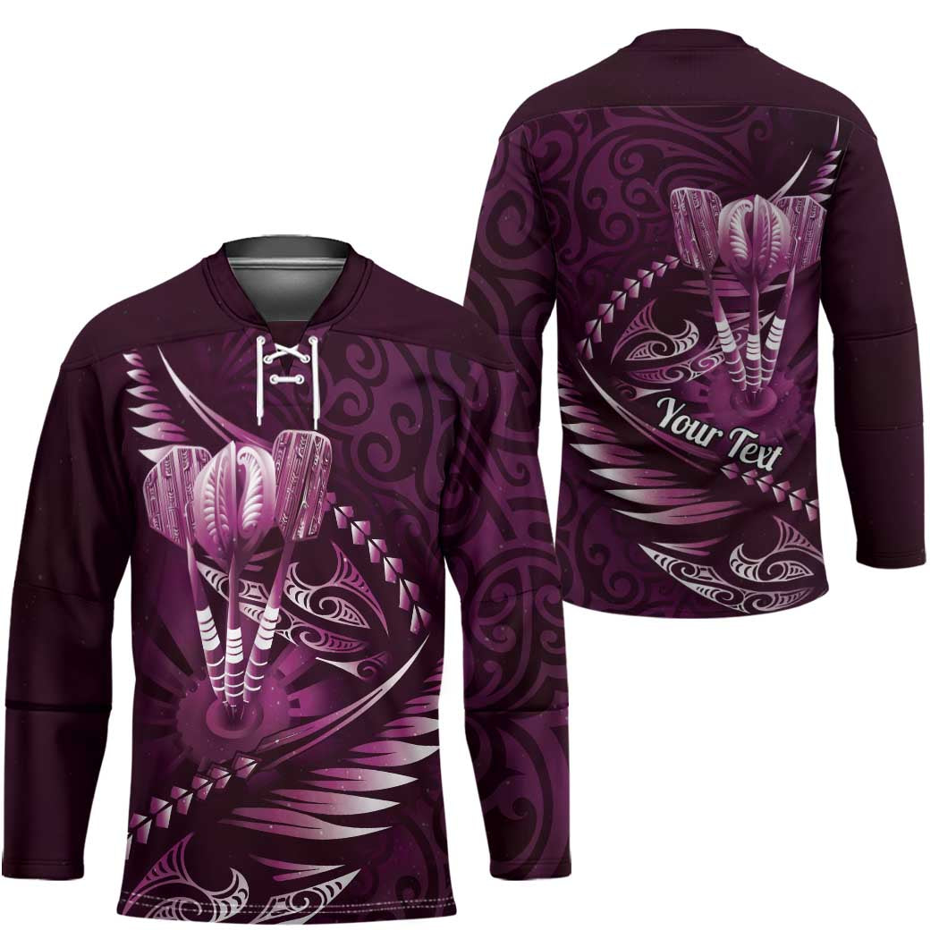 Personalised All Pink New Zealand Darts Hockey Jersey Aoteroa Fern Maori Galaxy Style - Polynesian Pride