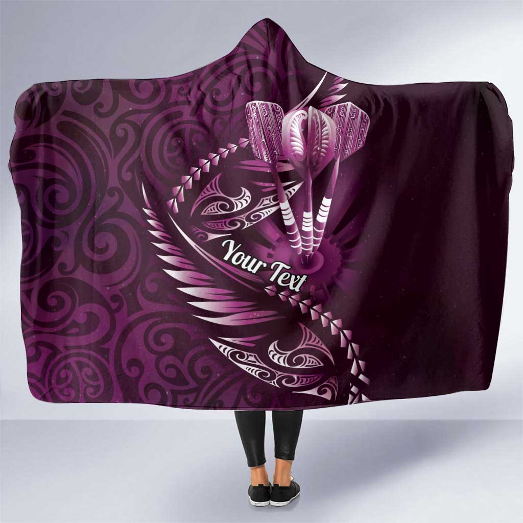 Personalised All Pink New Zealand Darts Hooded Blanket Aoteroa Fern Maori Galaxy Style