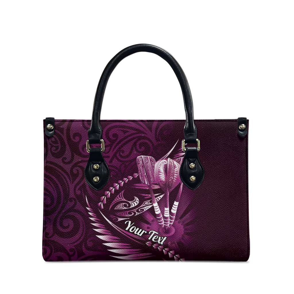 Personalised All Pink New Zealand Darts Leather Bag Aoteroa Fern Maori Galaxy Style - Polynesian Pride