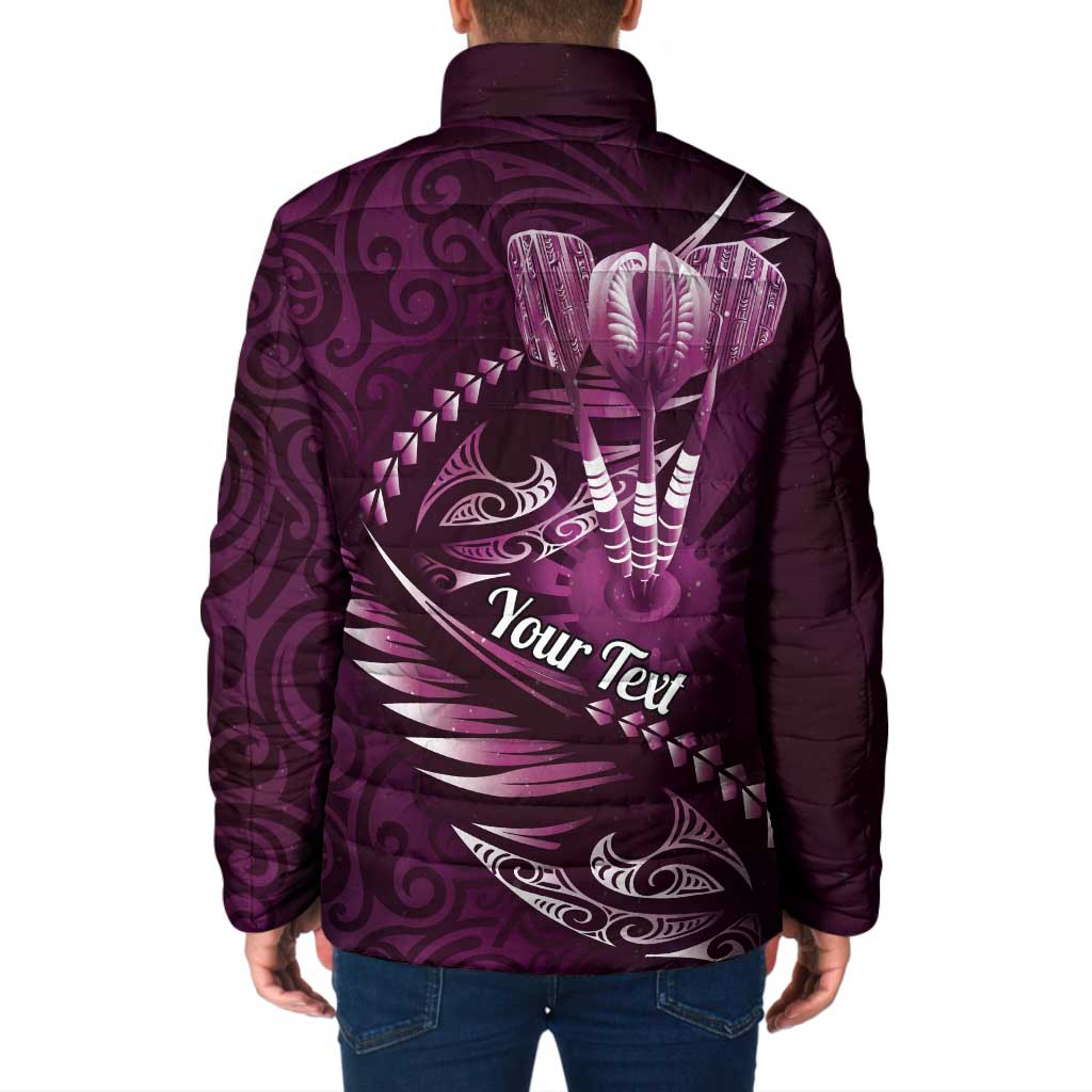 Personalised All Pink New Zealand Darts Padded Jacket Aoteroa Fern Maori Galaxy Style - Polynesian Pride