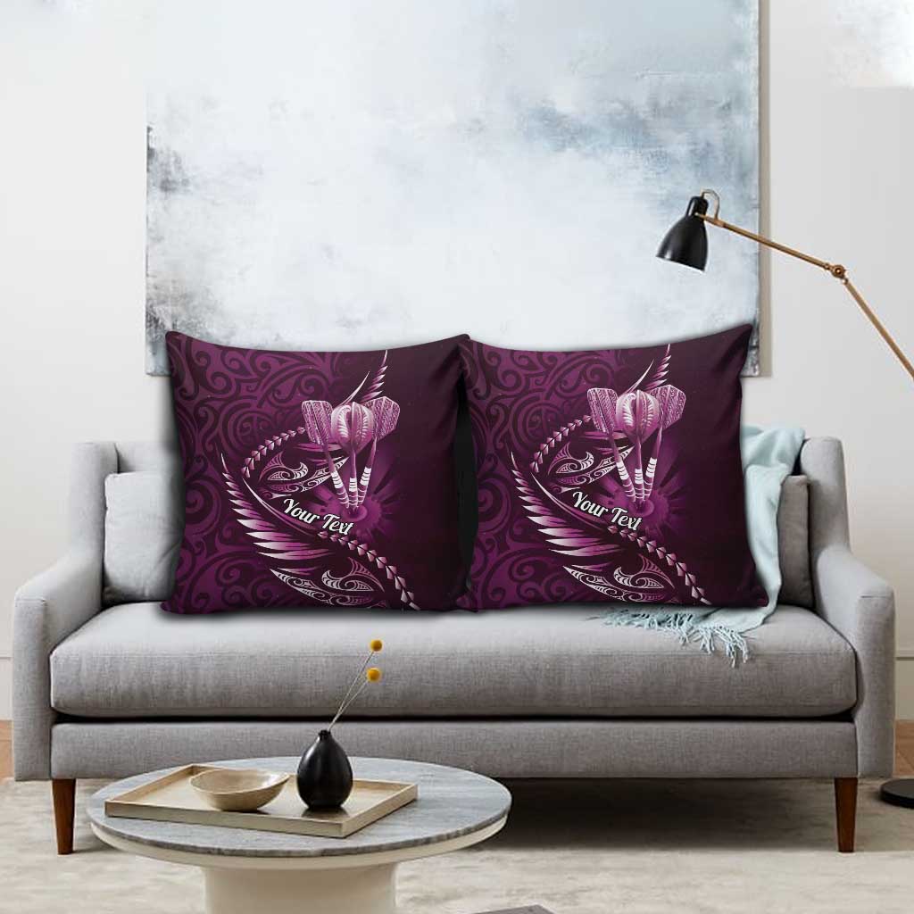Personalised All Pink New Zealand Darts Pillow Cover Aoteroa Fern Maori Galaxy Style LT14 - Polynesian Pride